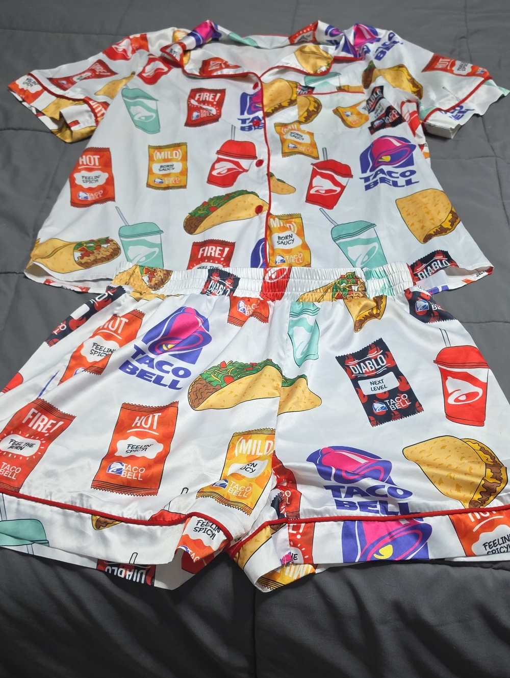 Taco Bell Print Pajama Set - White Multi